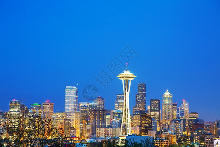 西雅图城市夜景风光图片