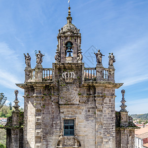 老的正面建筑西班牙北部加利亚圣地哥德孔波斯特拉教堂图片