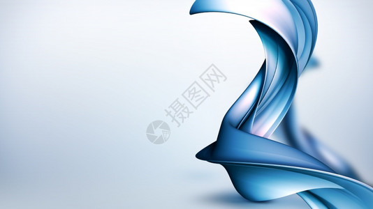 蓝色的现代柔软具有优雅3D形状平滑线条的现代背景摘要图片