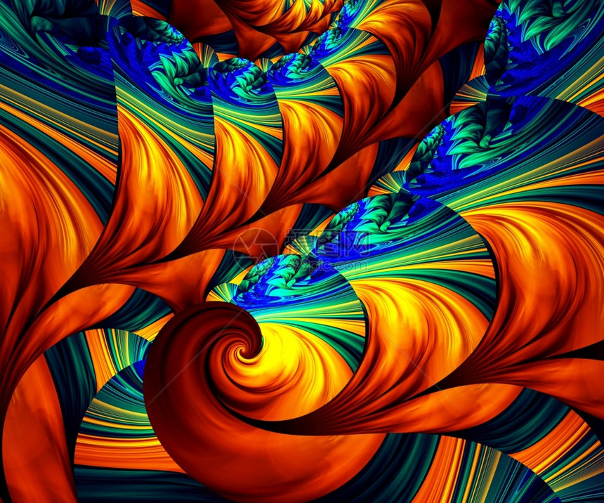 计算机生成的彩色分形艺术品用于创意艺术设计和娱乐算机生成的彩色分形艺术品万花筒象的多色图片