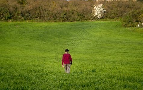 年轻在草原绿地的青春场景快乐自然图片