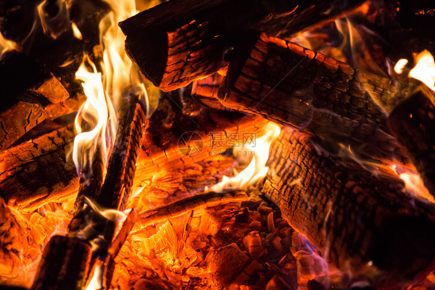 红色的灰燃烧火木煤热燃烧火木头图片