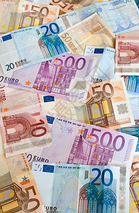 收入利润钱10欧元25和钞票的背景图片