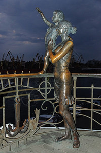 乌克兰敖德萨海港水手妻子纪念碑乌克兰文化地标数字图片
