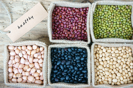 收集谷物绿豆红大袋中黑谷类产品为健康食营养饮和纤维品包团体粮背景图片
