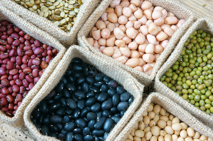 基本的包团体收集谷物绿豆红大袋中黑谷类产品为健康食营养饮和纤维品图片