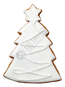 生姜雪花圣诞的饼干孤立在白色背景上树形曲奇圣诞节图片