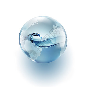 透明白图素材自然蓝色的以白背景为内含清洁水的地球世界图设计图片