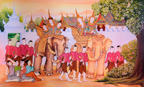 生活佛教徒宗寺庙壁画在泰国清迈佛像的生平图片