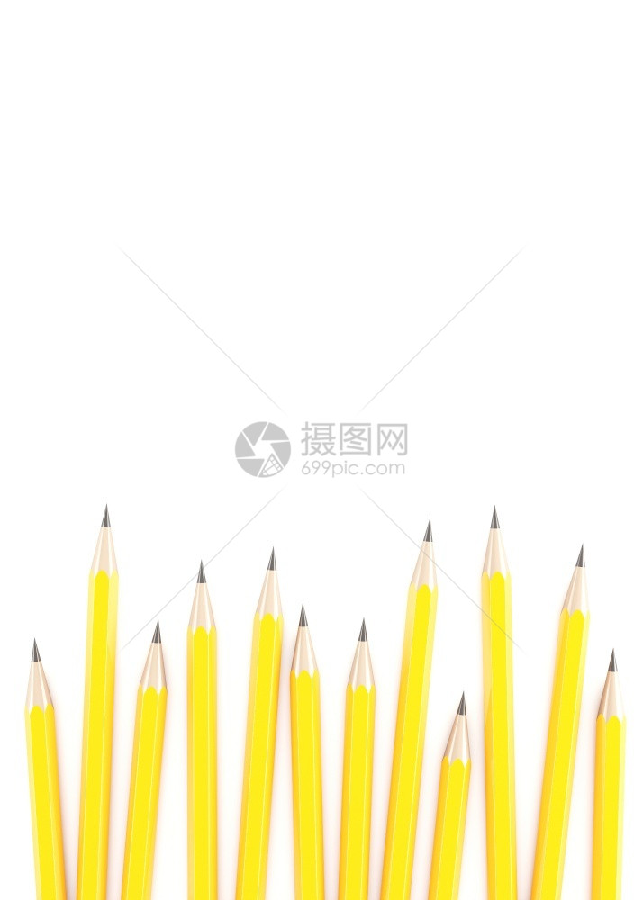 颜色商业3d白底黄色铅笔制作商业的图片