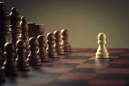 信心团队Wooden国际象棋数字商业概念战略力量图片