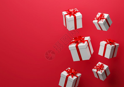 带复制空间的白色礼品盒易于填充文本生日购物盒子图片
