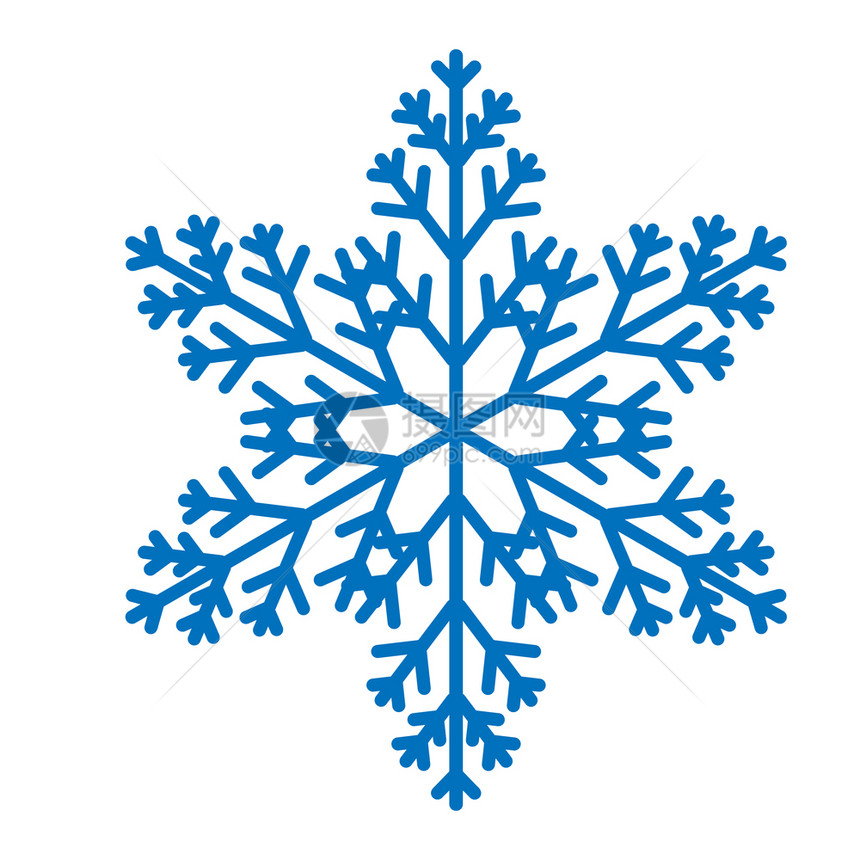 坠落冰冷孤立在白色背景上的蓝雪花带有圣诞节和冬季主题的平面图标简单的雪符号图孤立在白色背景上的蓝华丽雪花简单的符号图季节图片