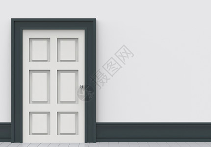 空白的3d以奢华型白墙背景为豪华模式制造白色木门目的图片