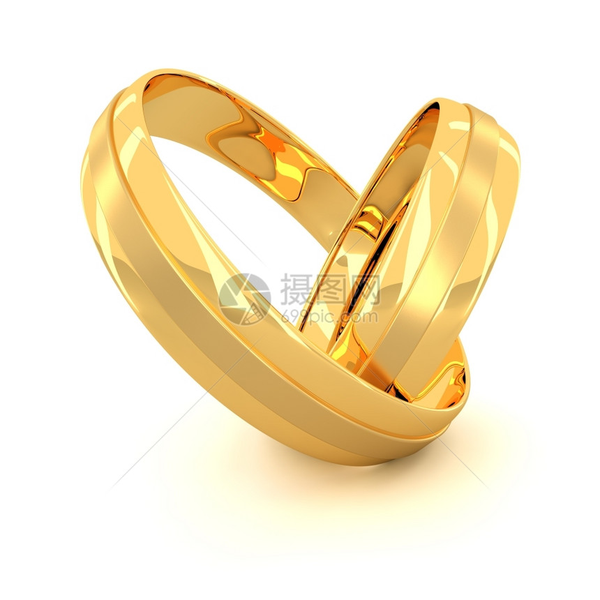 象征两只金婚戒白底孤立在色背景上配饰形象的图片