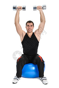 竞技关于健身稳定球的密封哑铃肩印第2阶段权重男人图片