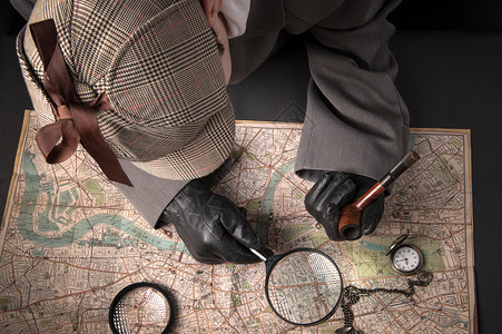 男人链侦探子放大镜伦敦连锁钟表夏洛克背景图片