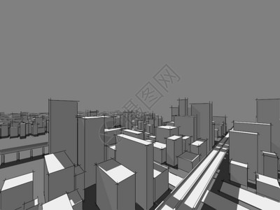 摩天大楼画全景城市观Satch建筑草图3D插图名古屋背景图片