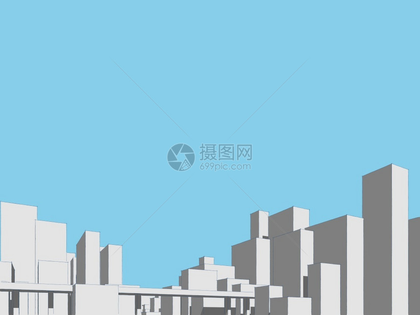 形象的全景城市观Satch建筑草图3D插图名古屋现代的图片