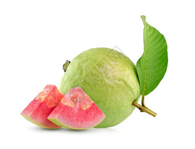 目的白色背景粉红guava热带水果食物汁图片
