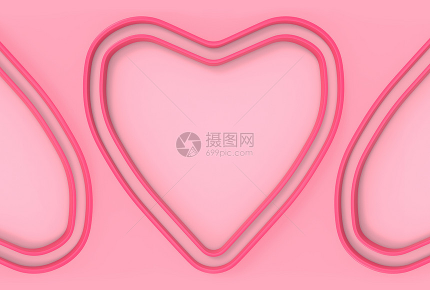 质地抽象的艺术3D提供甜美粉红心脏形状的墙壁背景图片