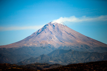 喷发远离方风景的墨西哥火山阳光明媚的一天墨西哥火山风景龙舌兰天空图片