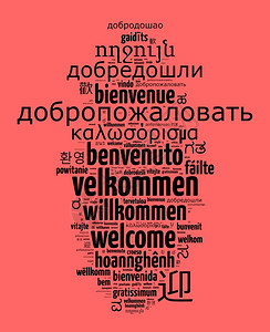 欢迎带字素材世界欢迎以不同语言播送的欢迎词云字概念Word欢迎用不同语言播送的欢迎词德语阿拉伯插画