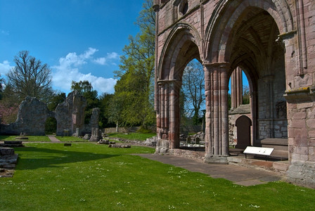 遗产地标苏格兰DryburghAbbey废墟的一部分宗教图片