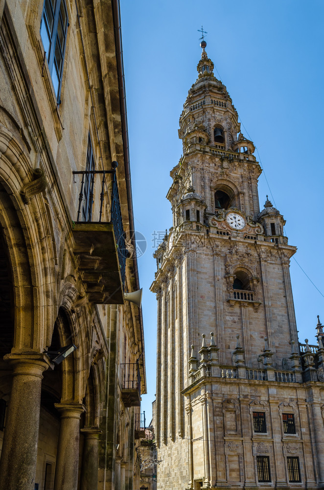 宗教建筑圣地亚哥德康波斯特拉大教堂西班牙朝圣场所加利西亚建造图片