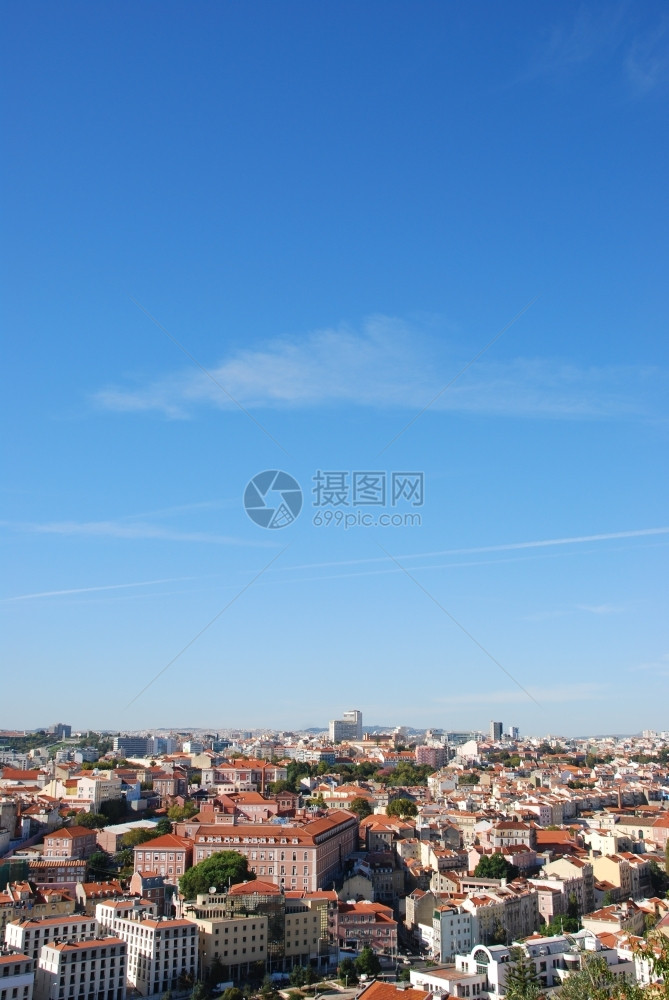 美丽的葡萄牙首都美丽城市景色里斯本天空背景Lisbonsilble旅游的建筑学图片