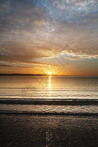 海滨欧洲威茅斯滩日出多塞特英格兰西方图片