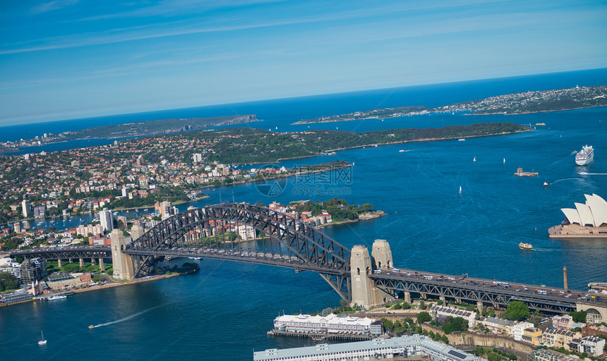 澳大利亚城市标志悉尼港桥的空中观测澳大利亚象征海屋图片