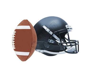 制服齿轮黑色的隔离在白背景上的足球头盔图片