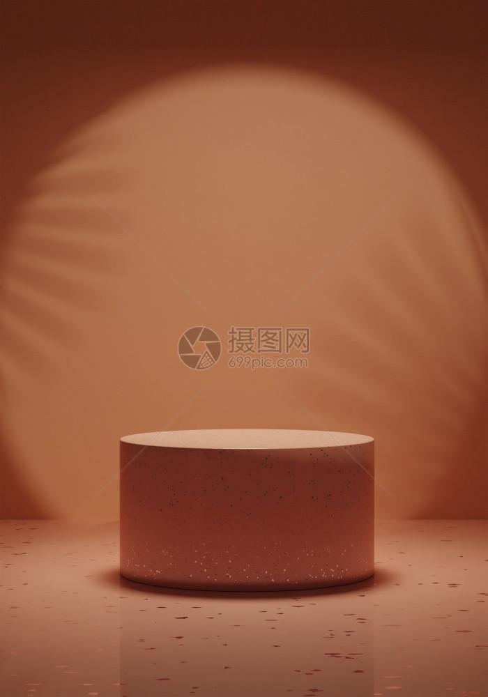空的棕色讲台上关于背景的worrazzo3d圆形的桌子水磨石图片