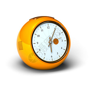 七十年代白背景的橙色古时闹钟该起床了扬声器手表图片