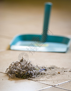 打扫簸箕粉尘和家里地板上的灰尘棕色图片