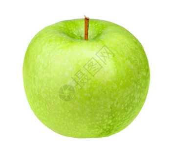 收获白色背景上孤立的单一新绿苹果关闭摄影棚展农场水果图片