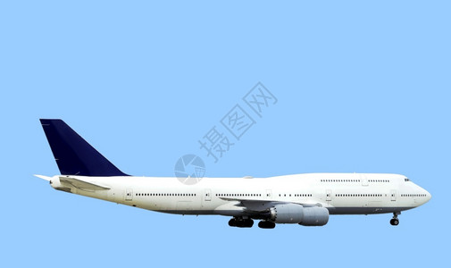 商业的蓝背景孤立大型客运飞机无蓝背景假期降落图片