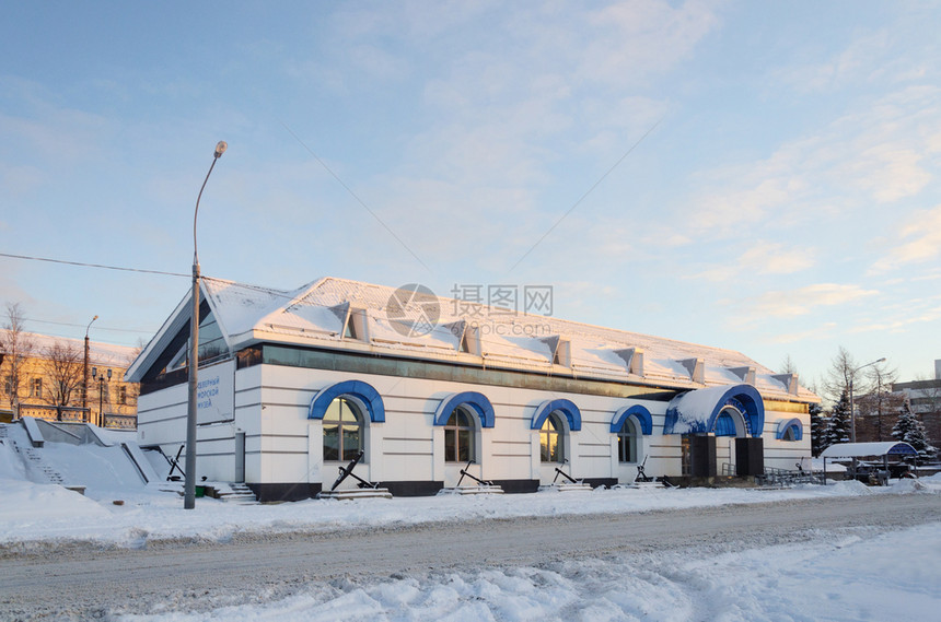 景观Arkhanghelsk北部海洋博物馆大楼建筑冬季海上建筑学图片