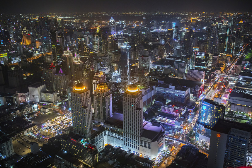 角度街道Bangkokthailand2018年的古月2日高角景色泰王国首府中心最顶尖的建筑宽图片