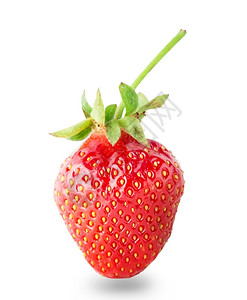 蔬菜新鲜红草莓色绿手柄在白背景上隔离红草莓绿色手柄摄影图片