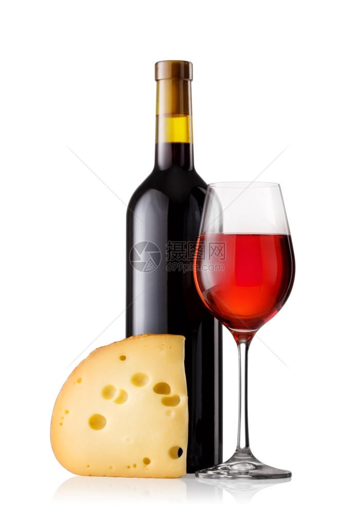 液体摄影瓶子红酒和奶酪白底的葡萄酒与奶酪分离图片