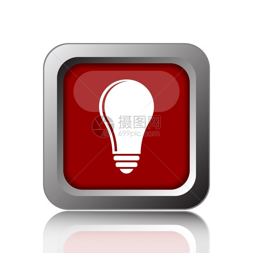 白色背景上的灯泡概念图标互联网按钮红色的力量玻璃图片