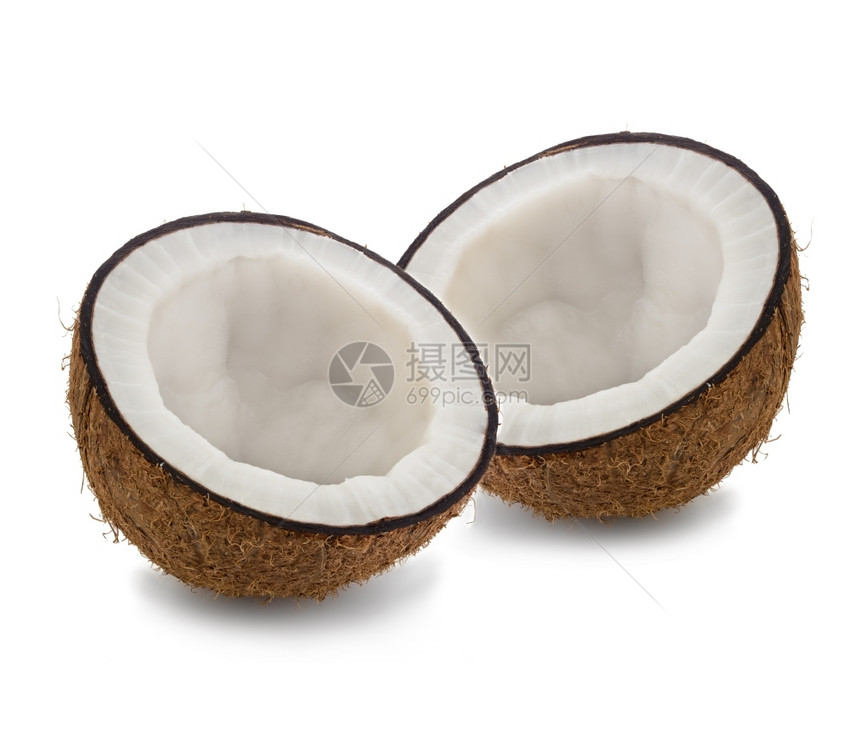 在白色背景上孤立的椰子圆形毛茸可口图片