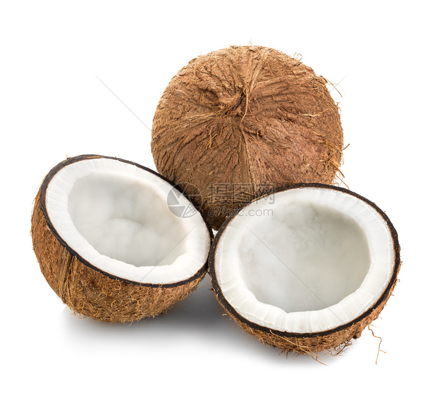 美食在白色背景上孤立的椰子牛奶可口图片