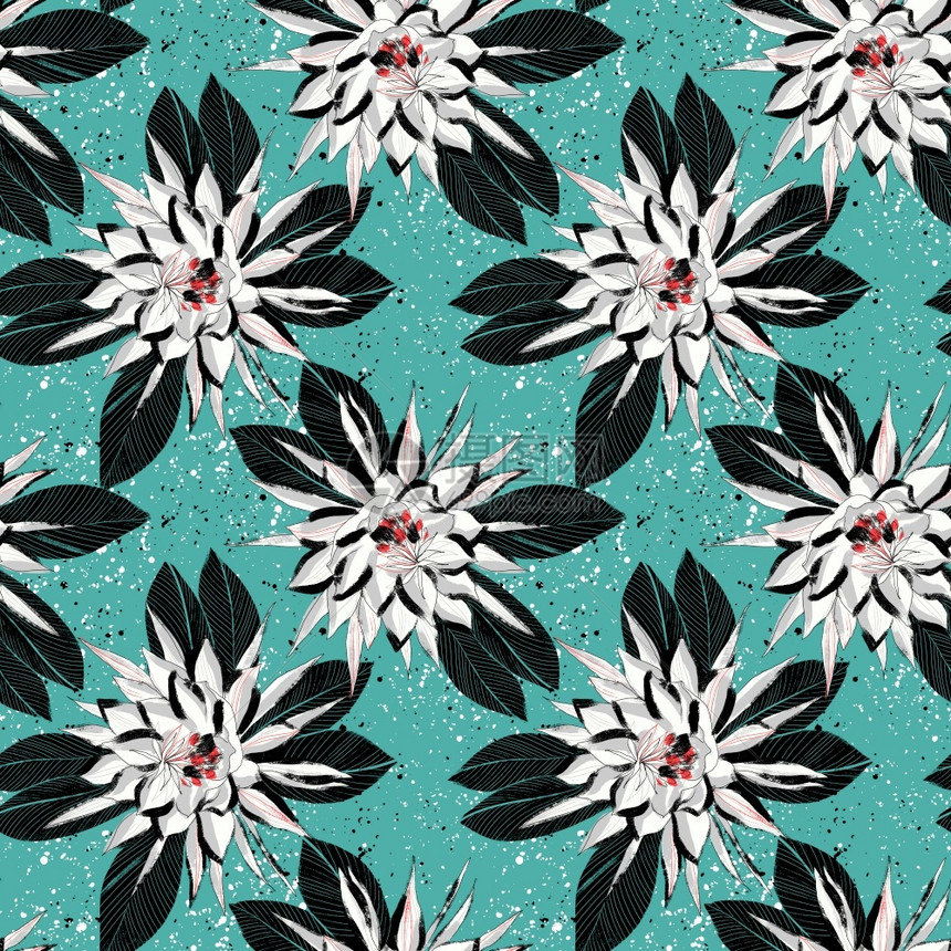 重复丛林花的纺织品壁纸包装网络背景和其他模式以外来花朵Trindy夏季表面设计填补了无缝模式图片
