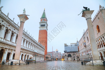 城市景观正方形意大利威尼斯的圣马可广场清晨建筑学图片