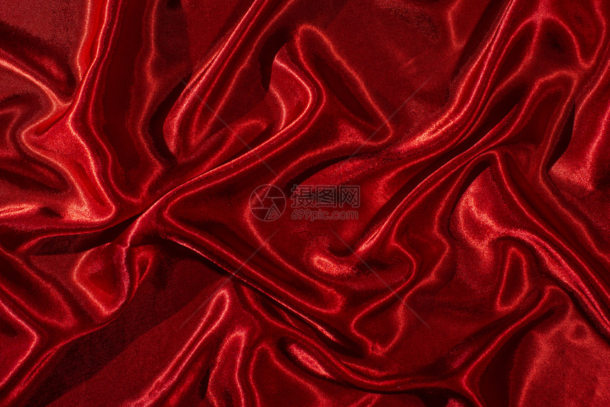 优雅的奢华红沙丁鱼布面背景闪亮丝绸质地图片