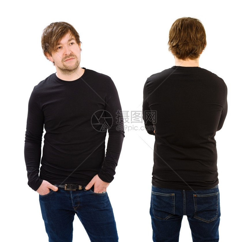 头发模型照片一名身穿黑色长袖衬衫前衣和后背服的男子黑色图片