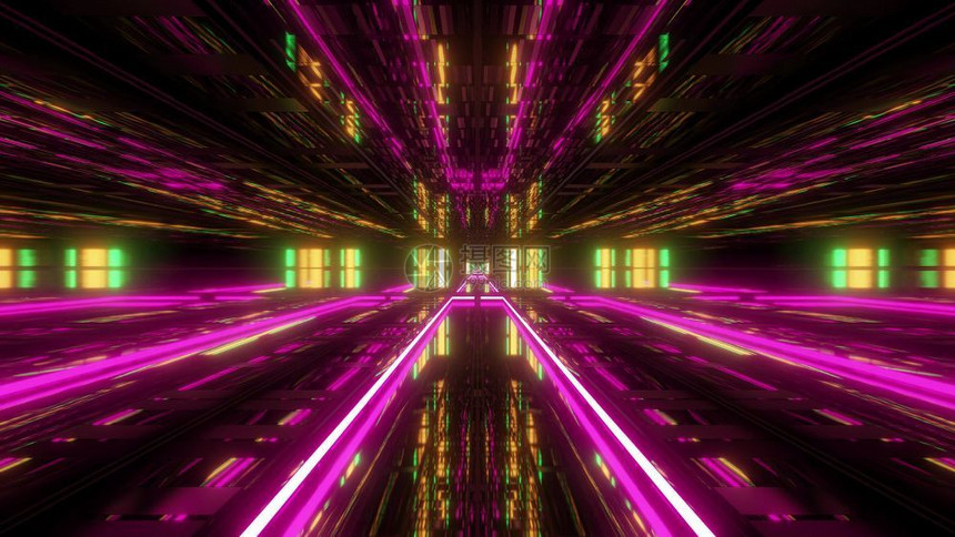 丰富多彩的隧道运动星美丽的未来派科幻太空船隧道背景3d插图渲染未来派现代星舰机库走廊壁纸美丽的未来派科幻太空船隧道背景渲染图片